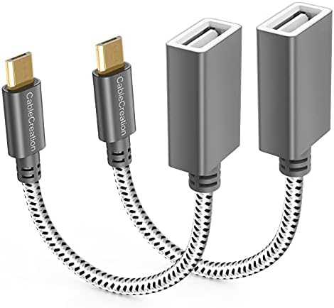 CableComeriation [2-Pack] Micro USB זכר ל- USB מתאם OTG קלוע USB 0.15 מ ', USB2.0 מיקרו USB זכר לנקבה USB עבור